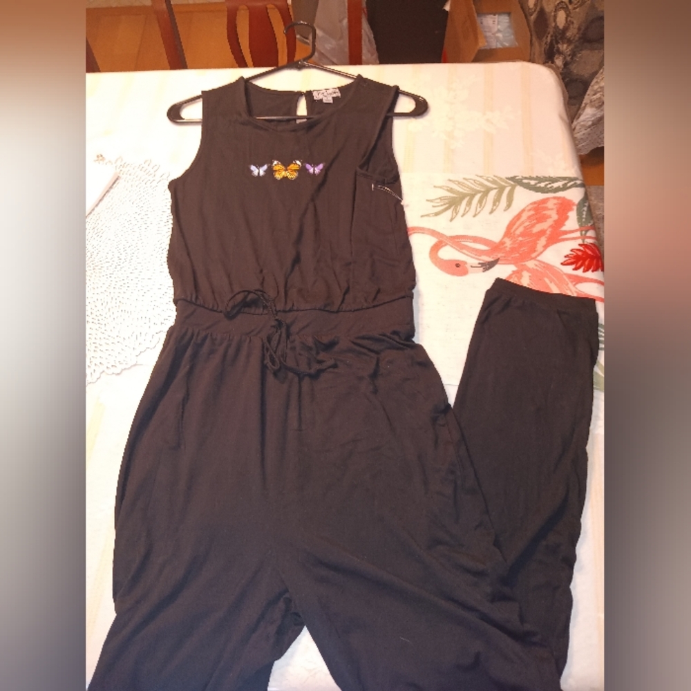 Justify Black Romper with Butterfly Accents